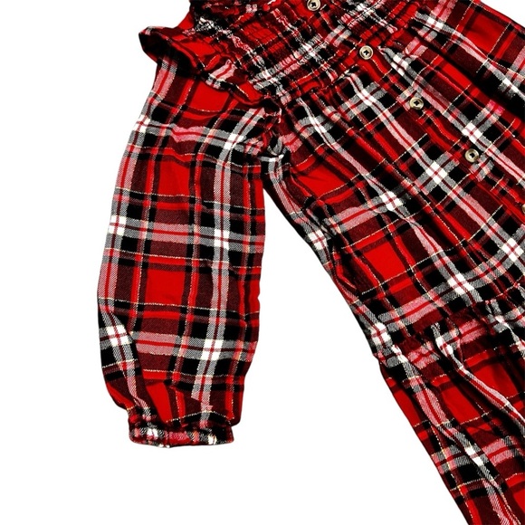 Christmas Holiday Long sleeved Dress Red Black White Gold Plaid Size XS 4-5 - Picture 3 of 9
